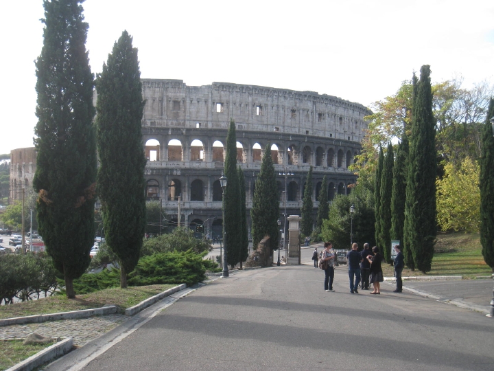 The Colosseum, as seen from Domus Aurea park
