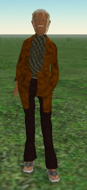An elderly dishevelled avatar