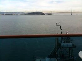 view of San Francisco’s Bay Bridge from stateroom