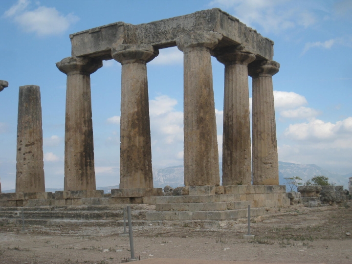 Ruins of a temple of Apollo, in Ancient Corinth
