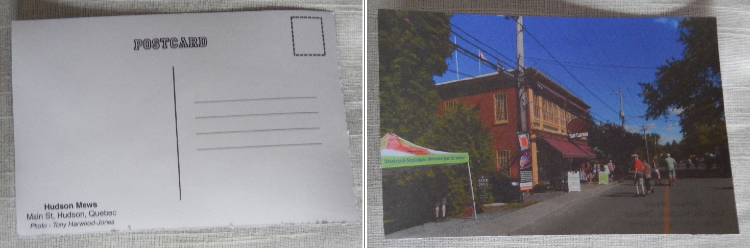 the back and the front sides of a home-made postcard